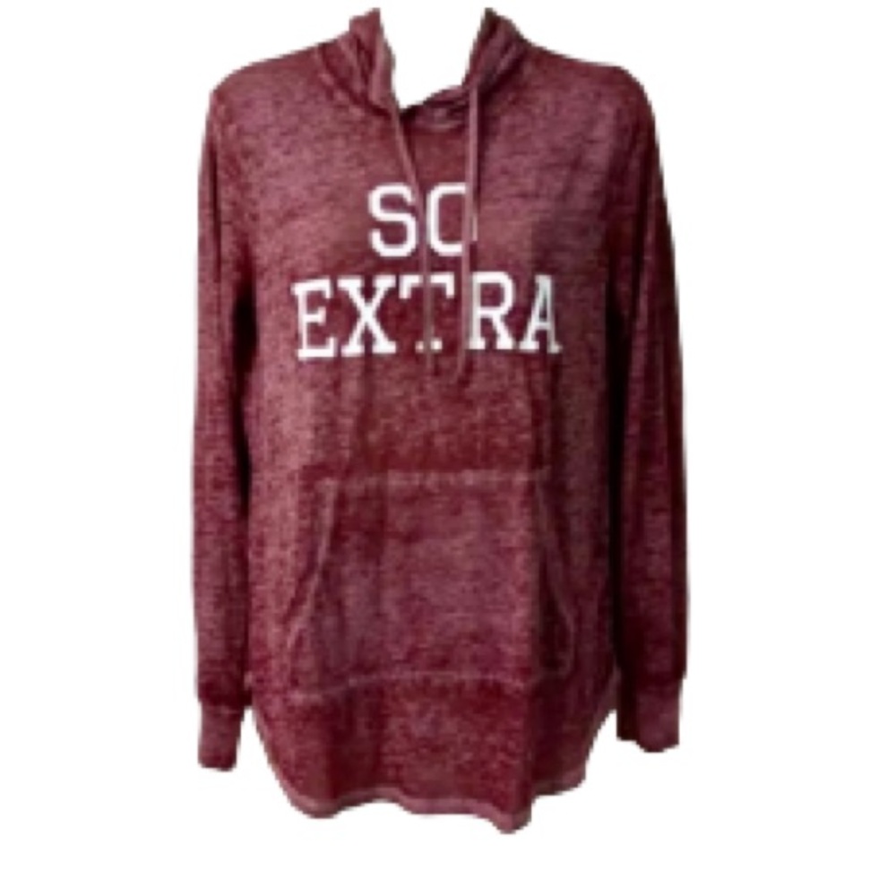 SO EXTRA Pullover Hoodie by Modern Lux- Medium- Burgandy- Kangaroo Pockets MED